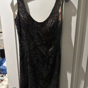 Scala Black Beaded Mini Dress